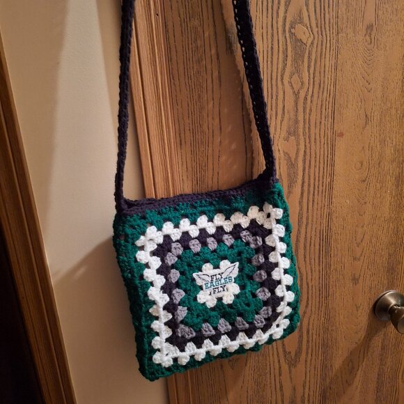 Handmade Handbags - Handmade Philadelphia Eagles Granny Square Crossbody Bag